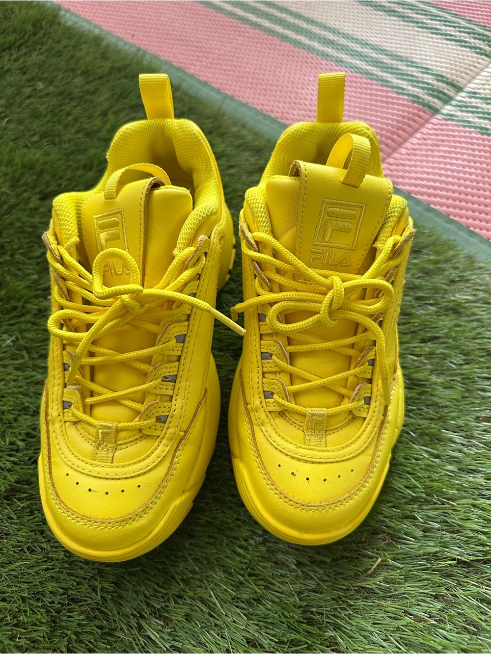 Fila Yellow Chunky Platform Sneakers Women’s 5.5 Retro - Picture 4 of 8